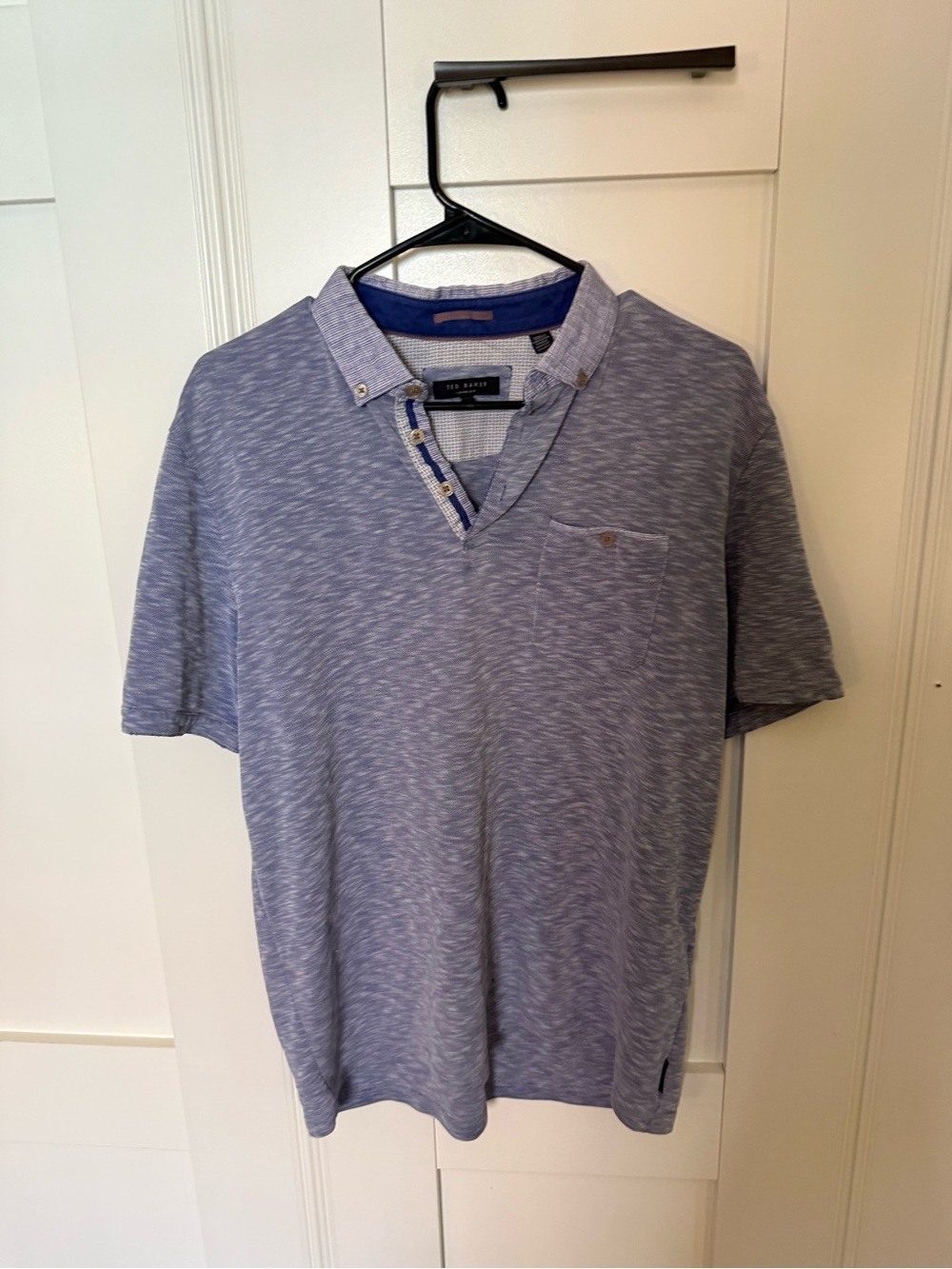 Ted Baker Heathered Light Blue Short Sleeve Polo